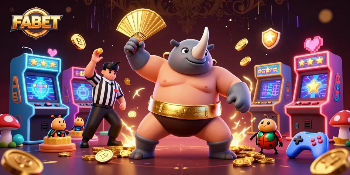 Experience exciting wins with FABET in this intricate casino-themed 3D illustration.