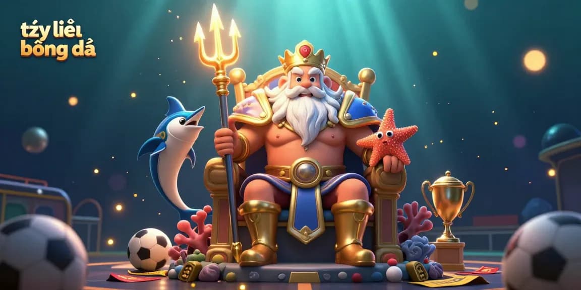 Engage in tỷ lệ bóng đá with sports betting elements featuring a dynamic Neptune scene.