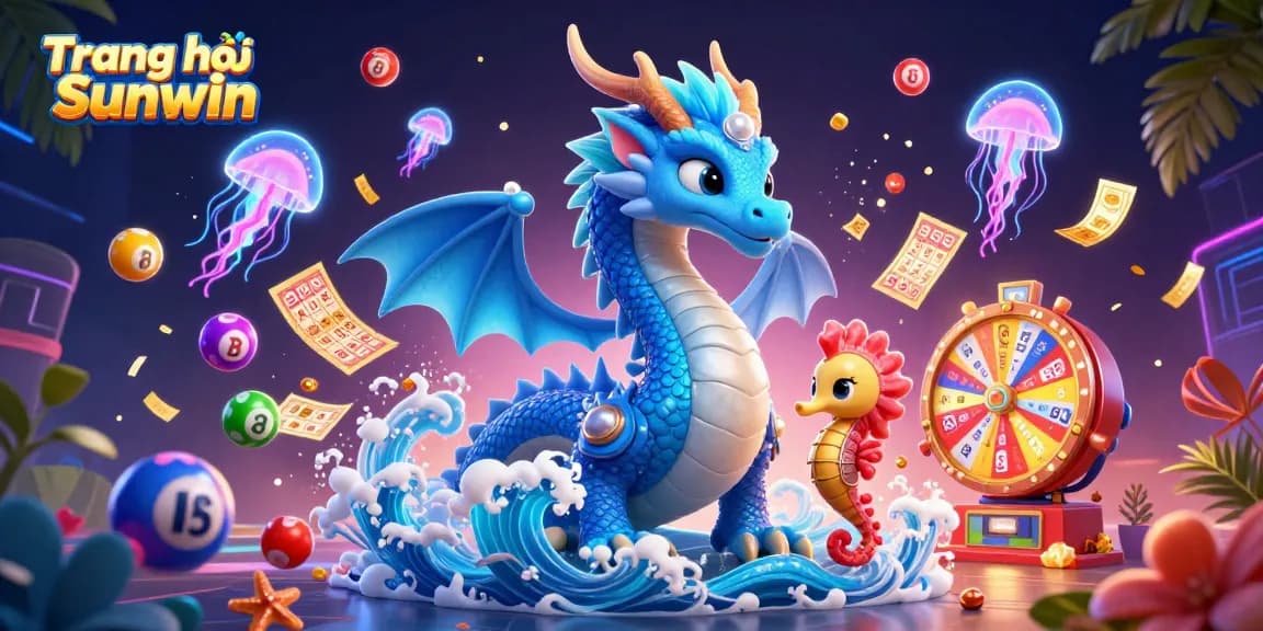 Experience the excitement of Trang chủ Sunwin with vibrant lottery balls, a water dragon, and thrilling prizes.