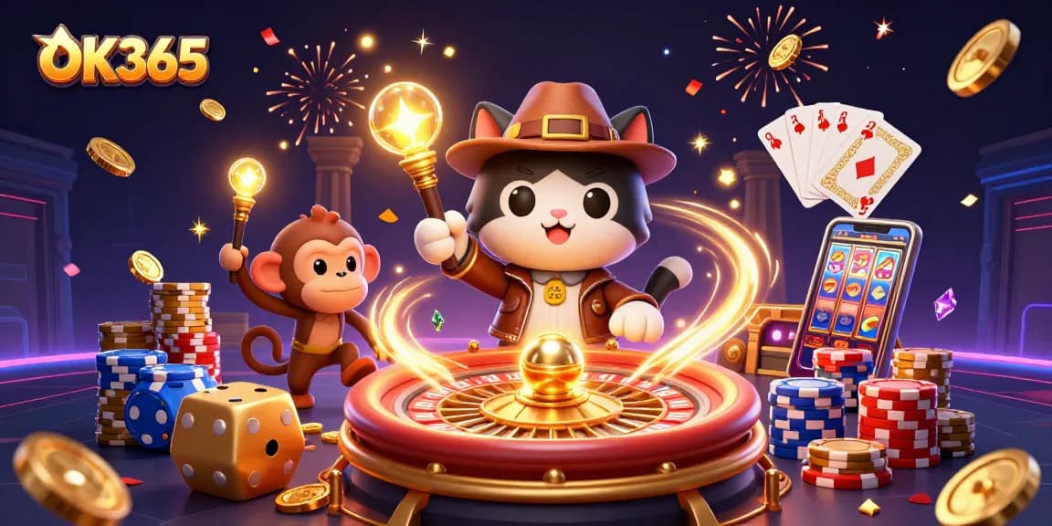 Experience the thrill of gaming with OK365's vibrant 3D casino adventure featuring lucky charms and exciting artifacts.