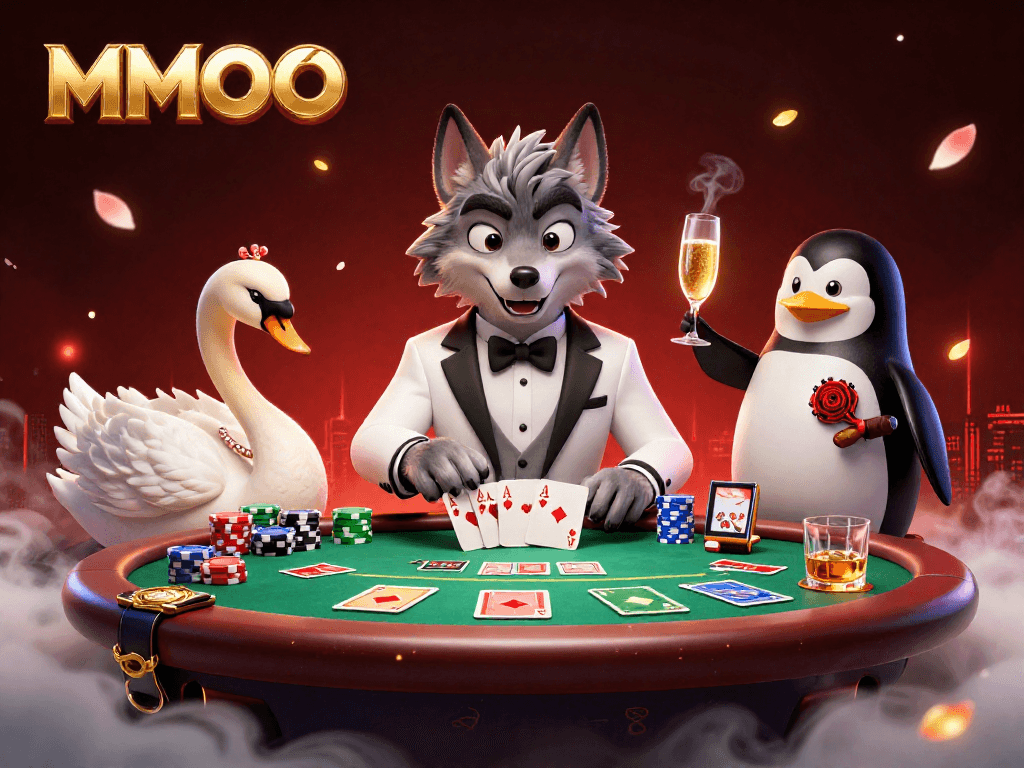 MMOO showcases an exciting baccarat scene with characters and vibrant casino elements