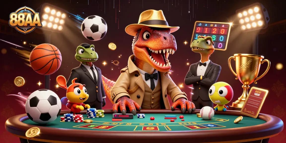 Engage with thrilling games at 88AA featuring dynamic gambling characters in a lively casino environment.