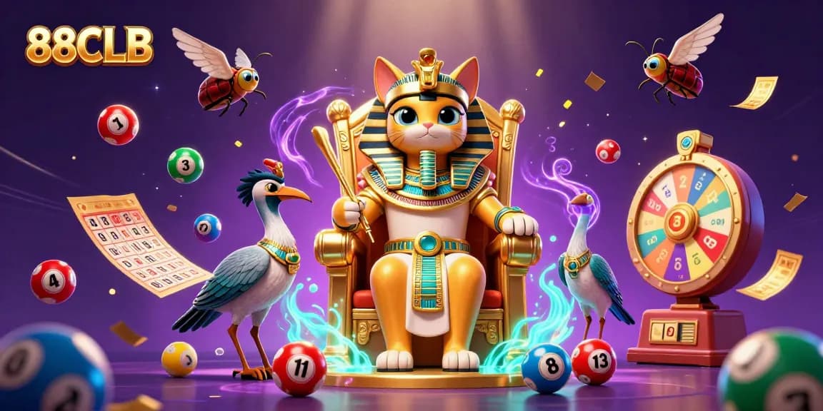 Experience 88CLB's thrilling lottery games with vibrant elements in this dynamic illustration.