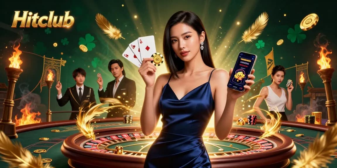 Engage with Hitclub while playing exciting casino games in a vibrant 3D illustration.