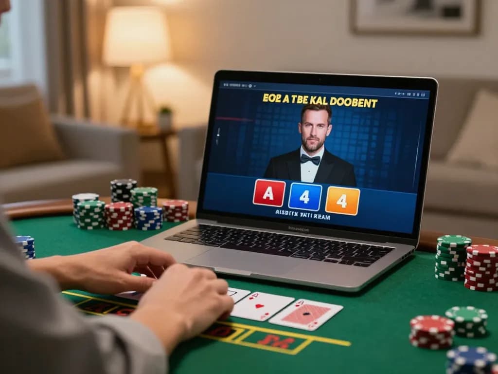 Engaging gameplay on 68win as a player places their blackjack bet in a cozy home setting