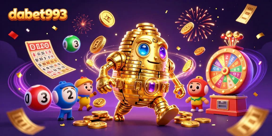 Experience exciting gaming at dabet993 with a dynamic scene of vibrant lottery balls and golden prizes.