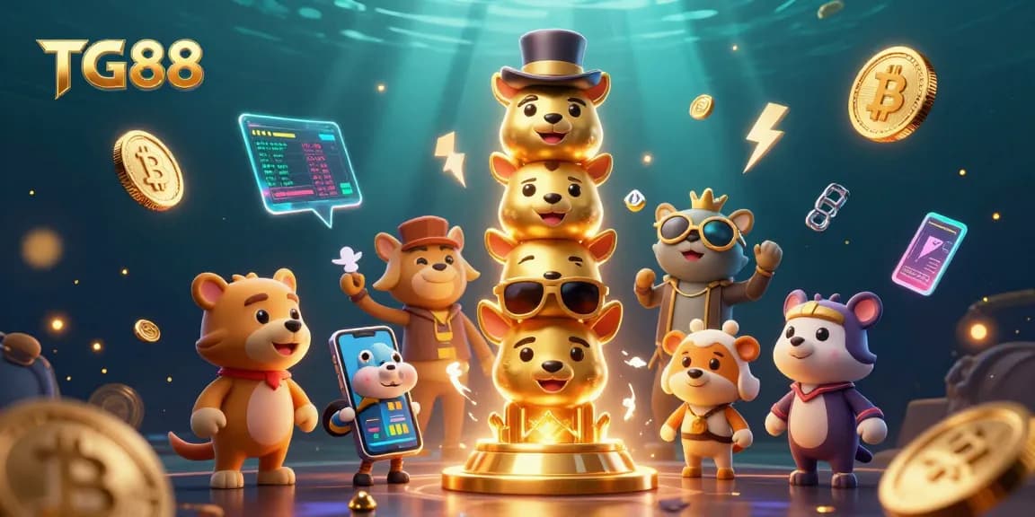Experience thrilling action with TG88, featuring vibrant casino characters and elements in a dynamic scene.