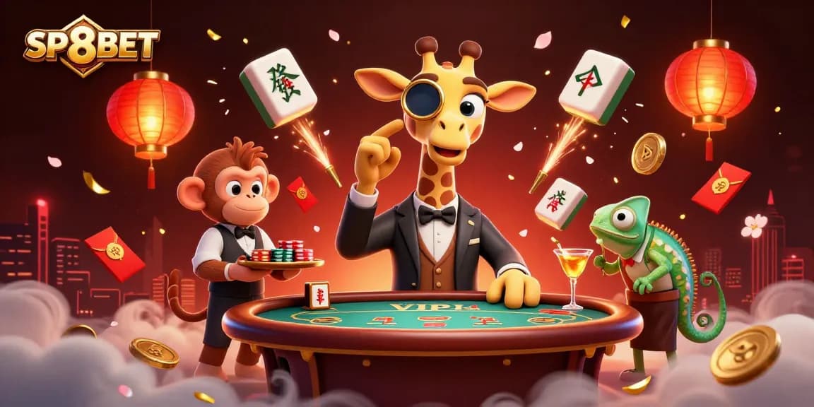 Engage in thrilling SP8BET action with colorful characters and dynamic casino elements.