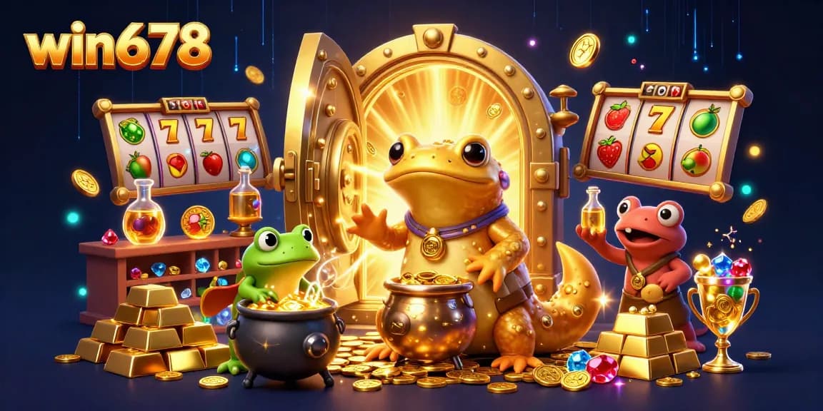 Experience the magic of win678 with golden coins flying from a medieval alchemist's cauldron.