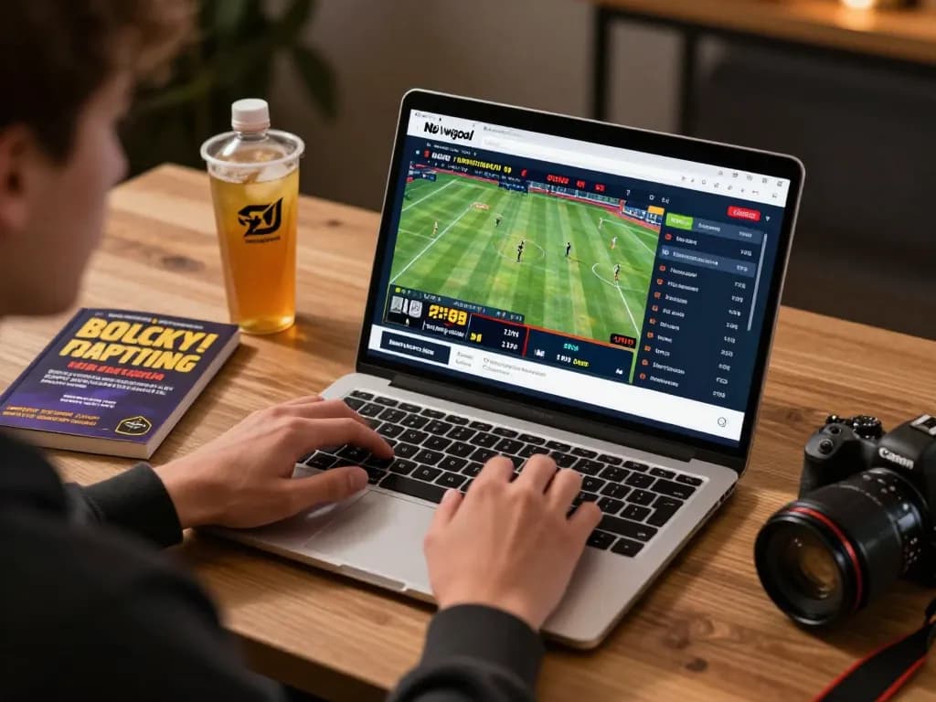 Engaged player using Nowgoal app for live sports betting, showcasing dynamic online gambling.