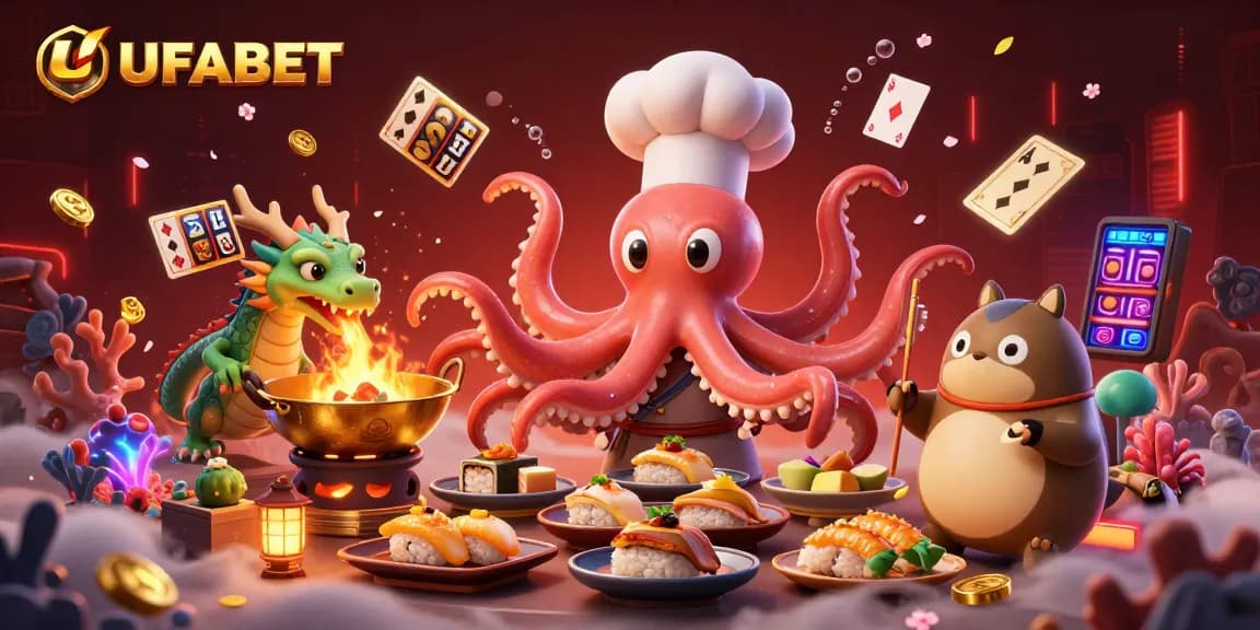 Enjoy thrilling gameplay with UFABET's vibrant online casino scene showcasing exciting slot reels and dynamic characters.