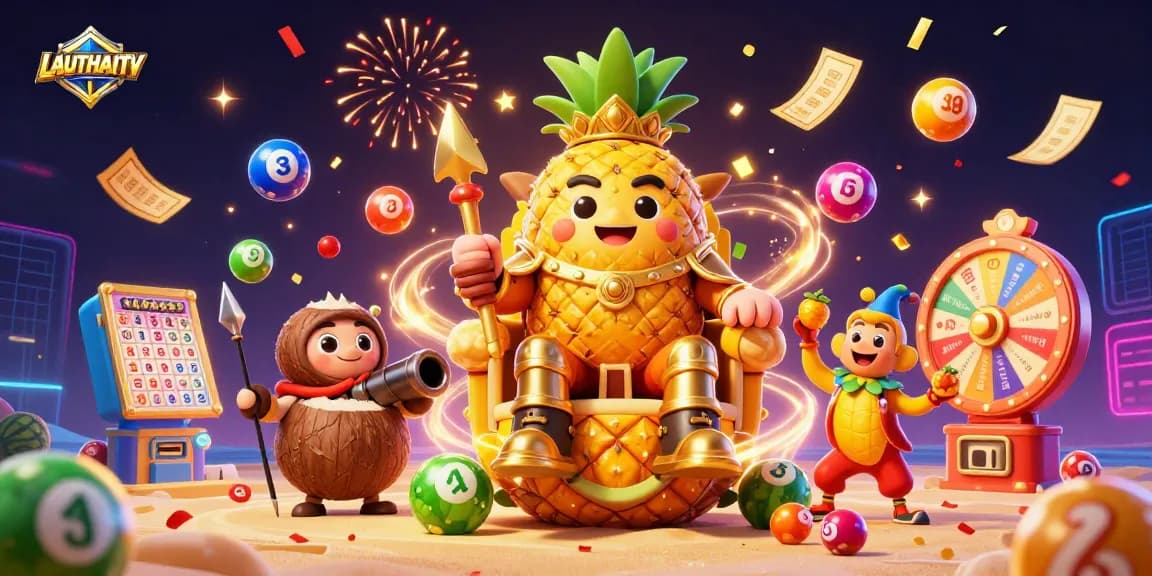 Engage with LAUTHAITV through a vibrant 3D scene showcasing an enchanted beach casino atmosphere full of fun and excitement.