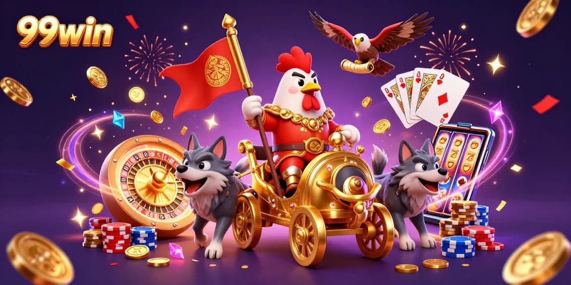 Engage in the thrill of winning with 99win's dynamic casino scene featuring epic characters.
