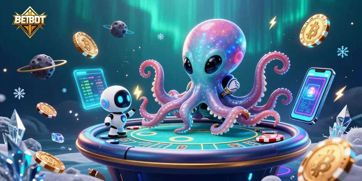 Experience exciting gameplay at BETBDT with the floating holographic poker table and crypto elements.