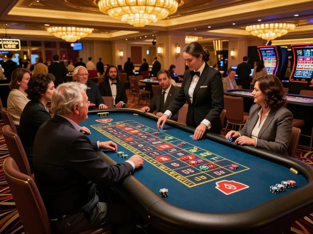 Players engaging in thrilling roulette games at a luxurious casino, highlighting the excitement of KUWIN gaming.