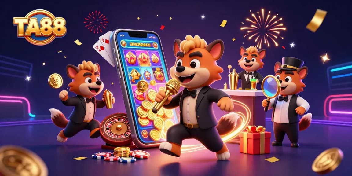 Experience the excitement at TA88 with vibrant hyenas bringing laughter and gaming to life in a colorful casino!