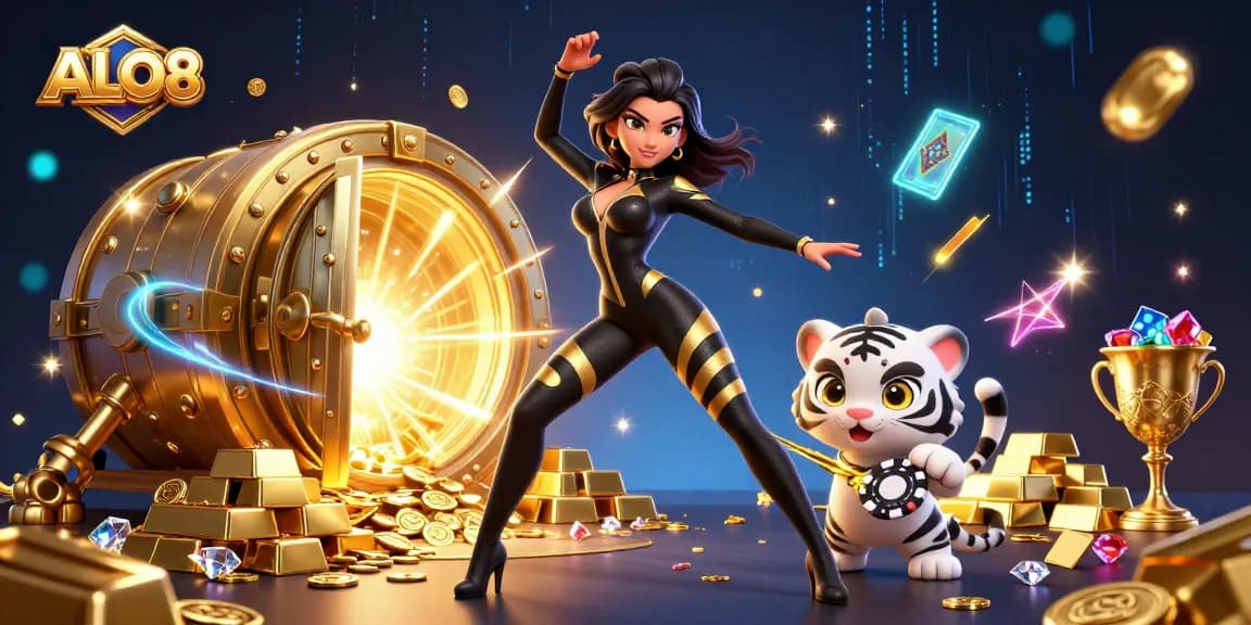 Engage with ALO8's thrilling gaming experience featuring vibrant characters and dynamic casino elements.