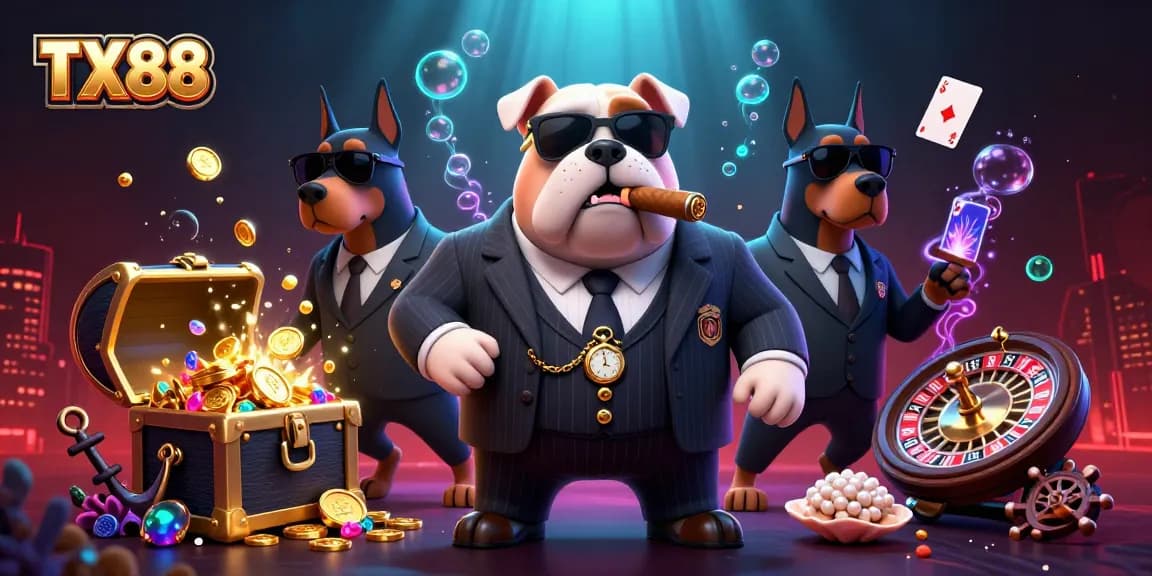 Bet on winning strategies with TX88 as the mafia bulldog leads in a casino adventure.
