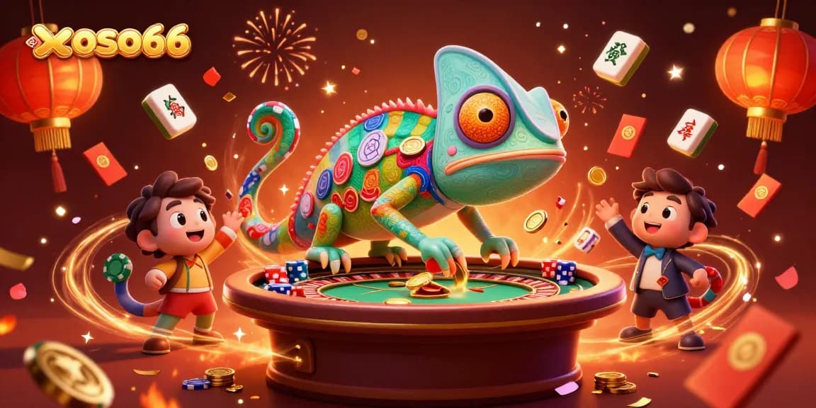 xoso66 chameleon casino owner amidst festive games and attractions, showcasing the excitement of online gambling.