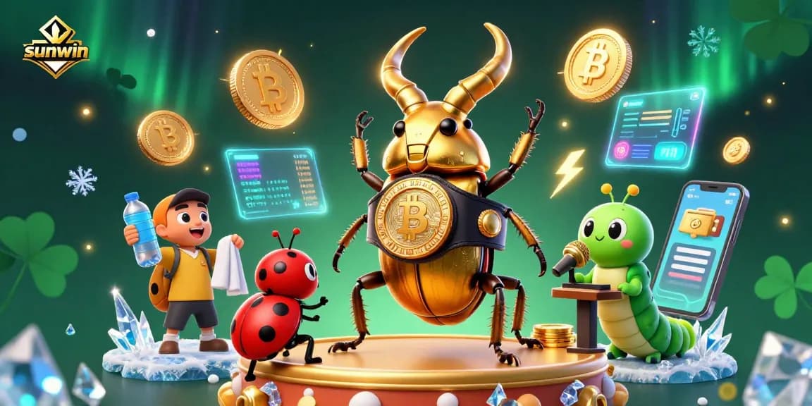 Engage with sunwin’s vibrant 3D casino illustration featuring animated casino characters and crypto elements.