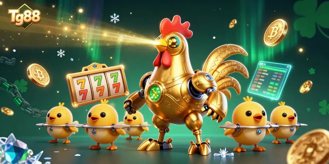 Tg88 enhances your gaming experience with vibrant slot reels and golden effigies in this illustration.