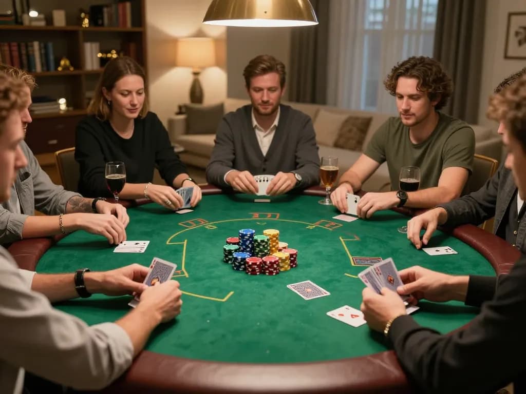 Engaging poker night with friends at home, showcasing winning moves in go99 gaming