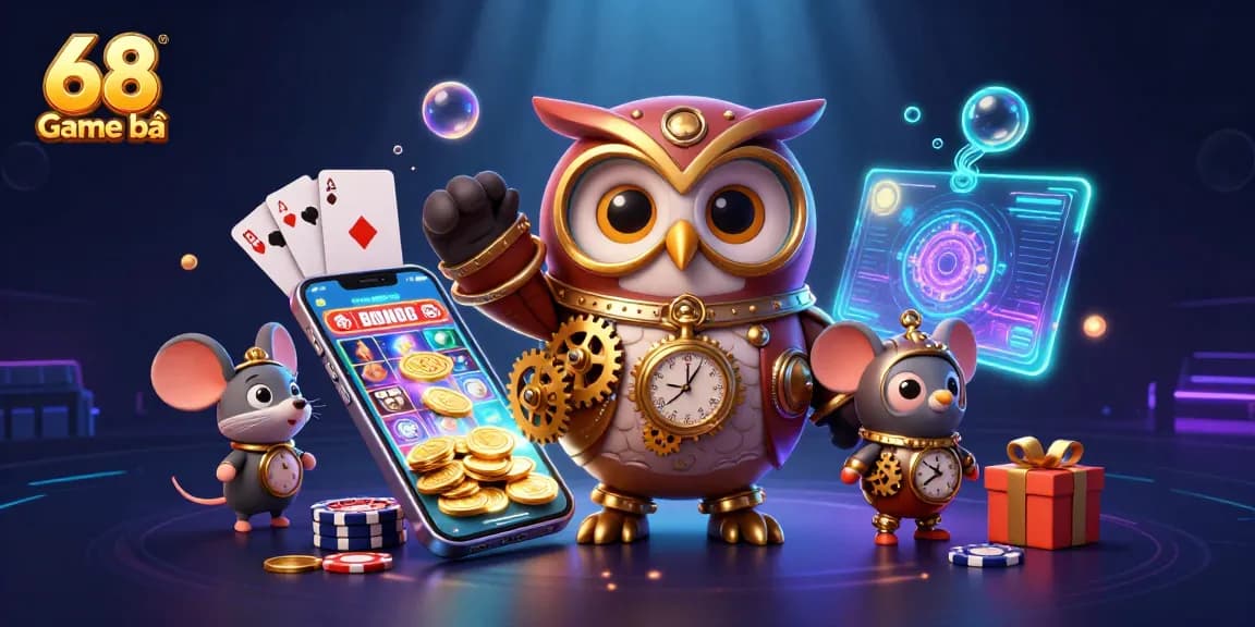 Spin the reels with 68 Game bài as the whimsical owl and mouse guide your winning journey!