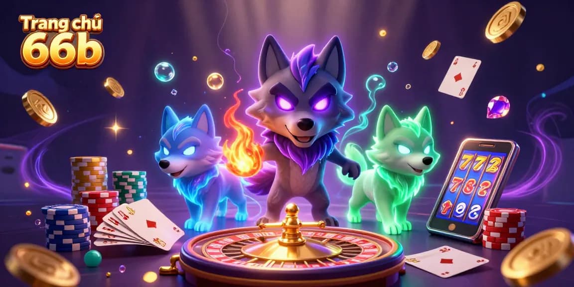 Engage with the excitement of Trang chủ 66b as glowing wolves and dynamic casino elements converge.