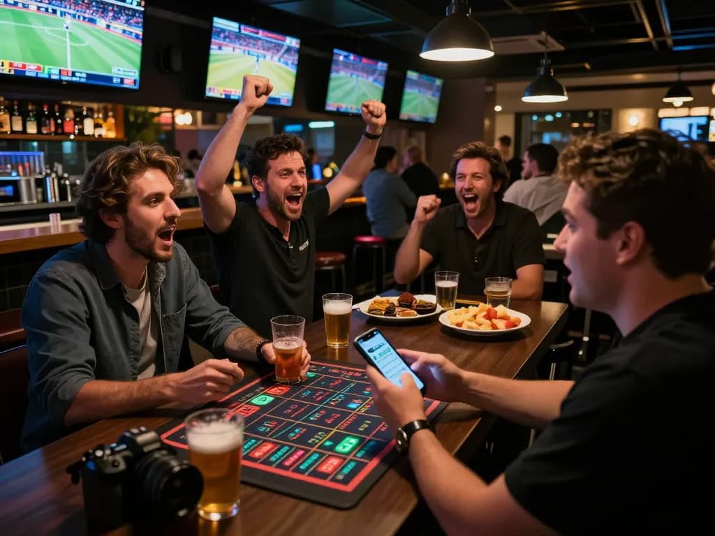 Experience the thrill of live betting at Net88 with friends at a vibrant sports bar