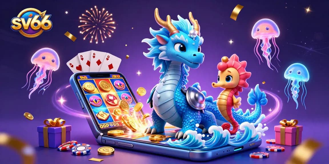 Savvy gamblers win big at sv66 slot games featuring a majestic azure dragon and vibrant gaming elements.