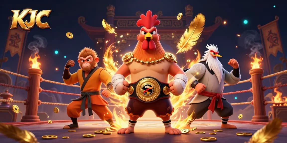 KJC engages players in a vibrant fighting scene with unique characters and dynamic gambling elements, illustrating action and excitement.