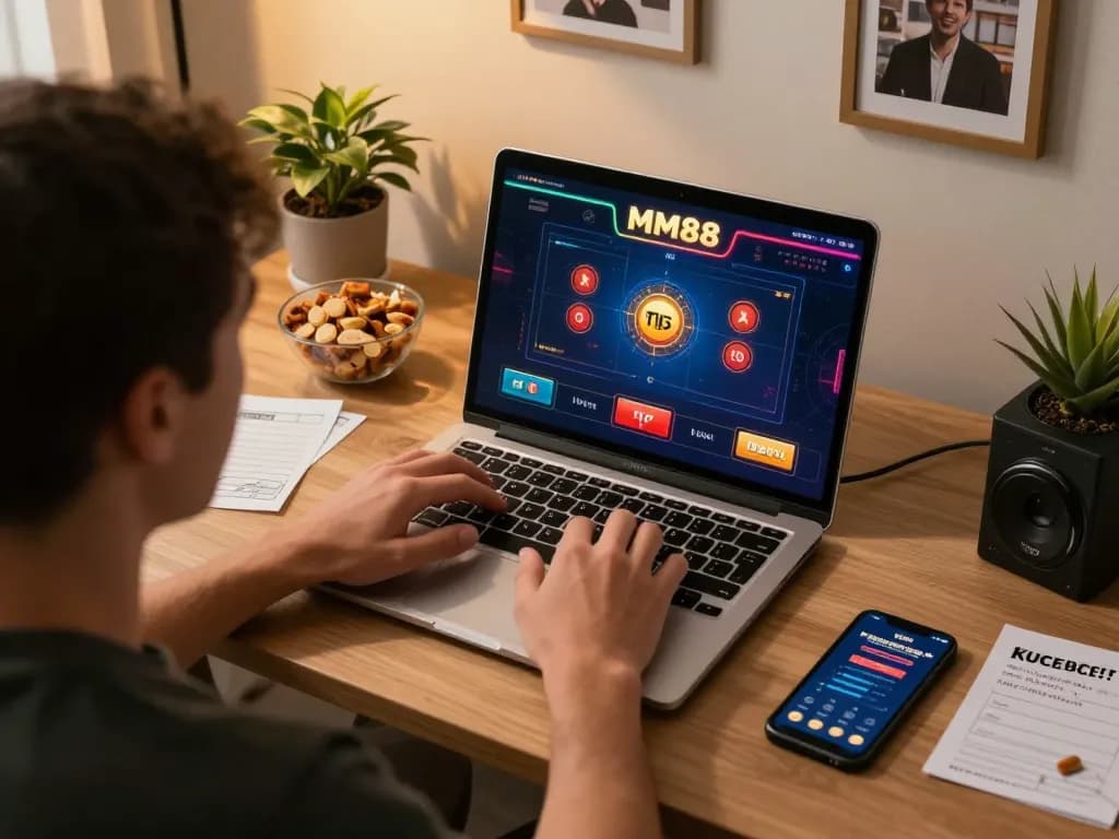 MM88 online gaming session showcasing player excitement during a crucial bet.