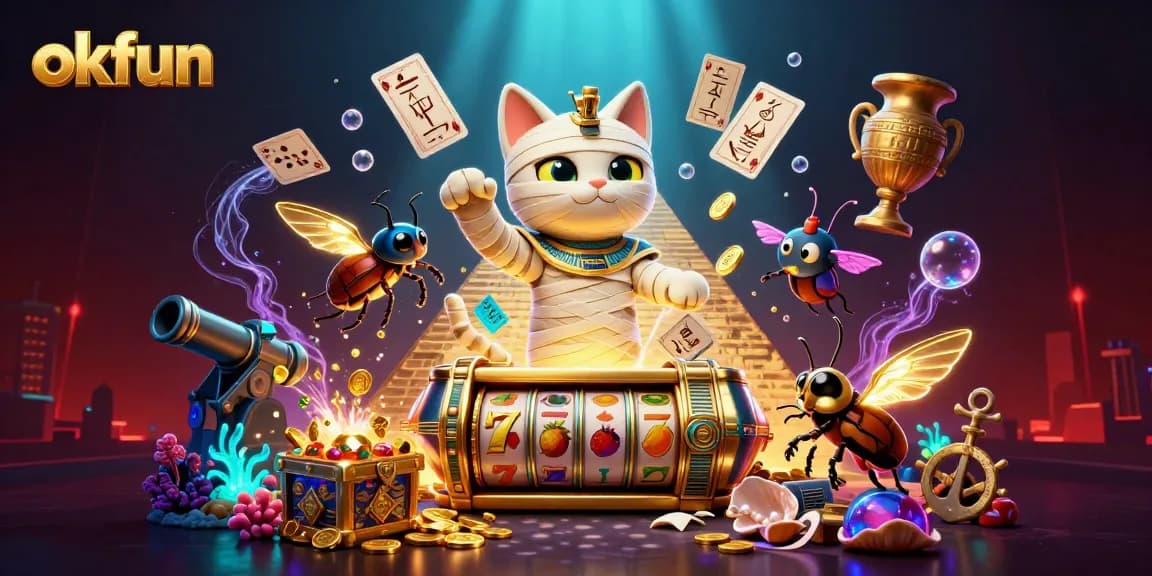 Play exciting games on okfun with immersive visuals of a mummy cat and treasures