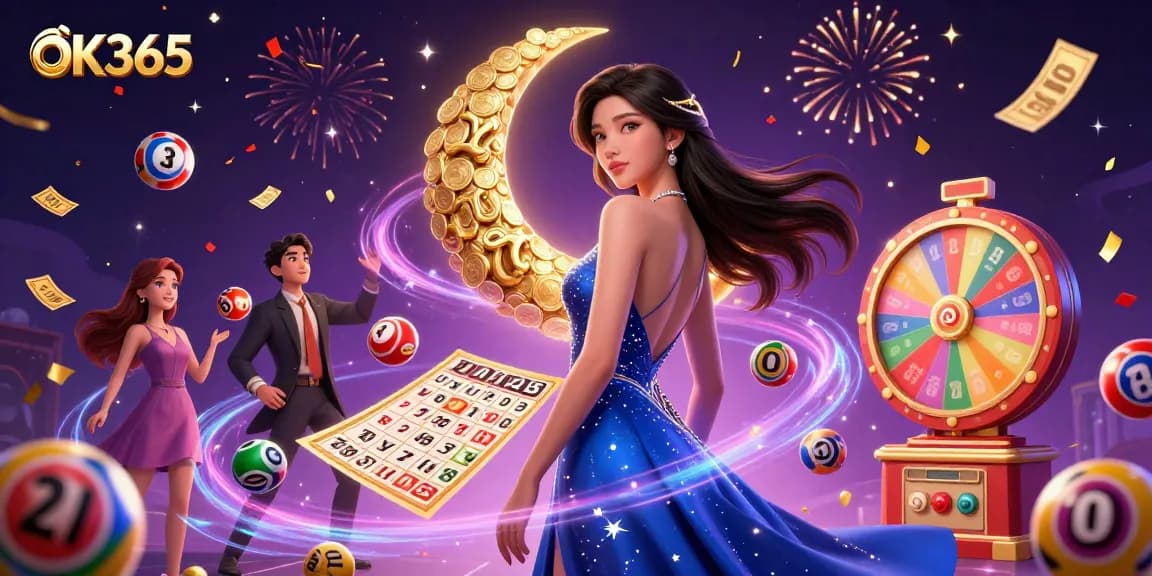 Win big with OK365 at this lively casino scene featuring elegant gameplay elements.