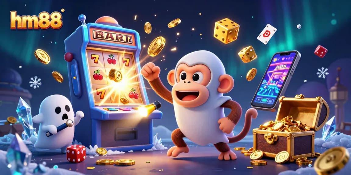 Experience thrilling gaming at hm88 with a mischievous monkey showcasing the jackpot excitement!