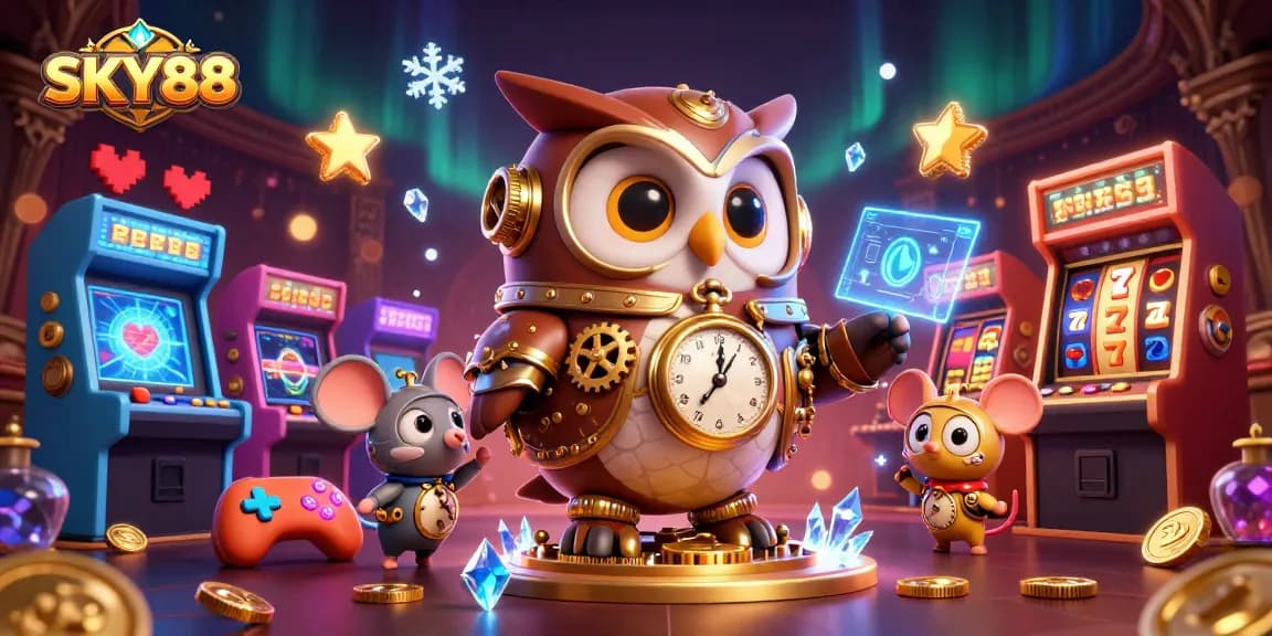 Engage with SKY88's immersive online casino experience featuring vibrant game elements and characters.