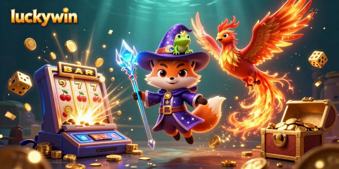 Engage in thrilling games at Luckywin with vibrant slot machines and enchanting characters.