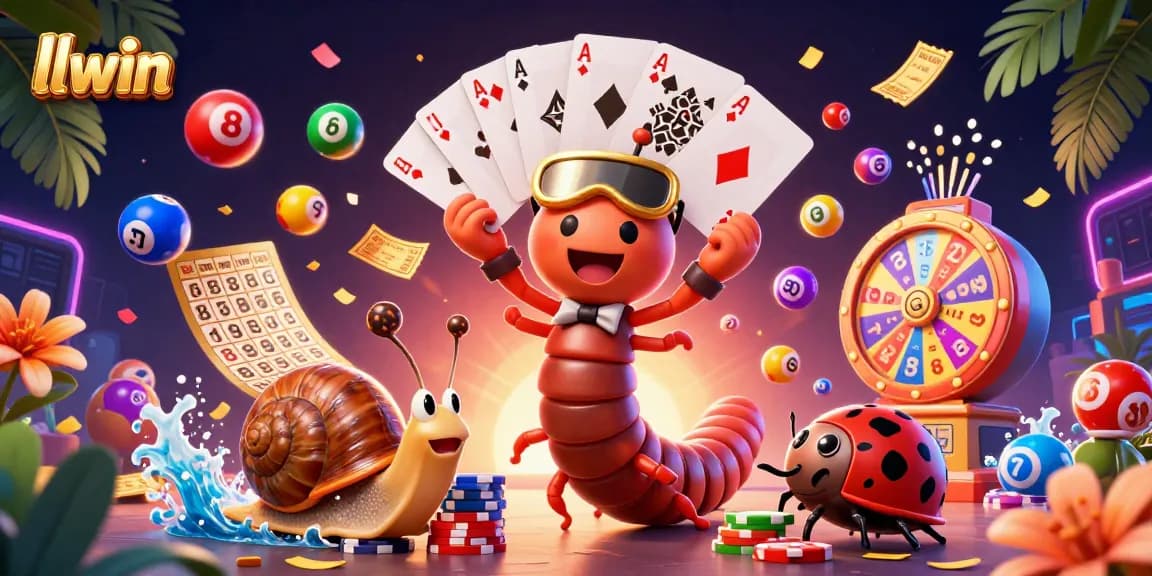 Experience llwin's thrilling excitement with our cartoon casino scene filled with vibrant games and characters.
