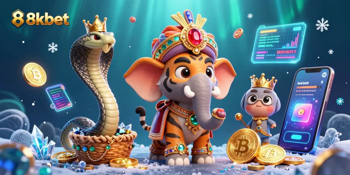 Experience the excitement of 8xbet's vibrant 3D gaming world featuring an Indian maharaja and crypto elements.