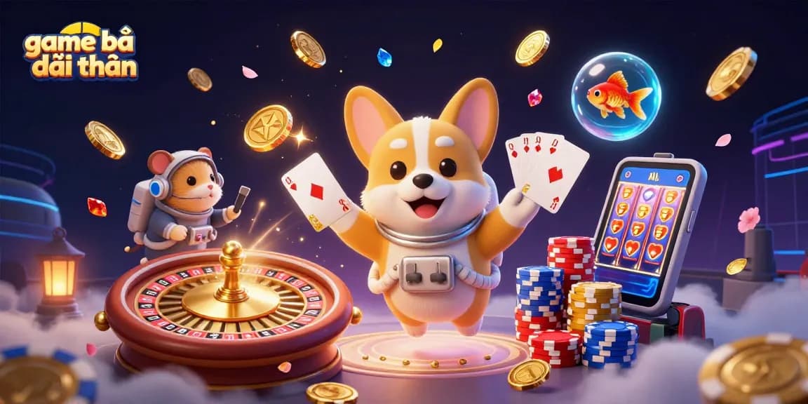 Play game bài đổi thưởng in an exciting space casino with vibrant characters and plenty of action.