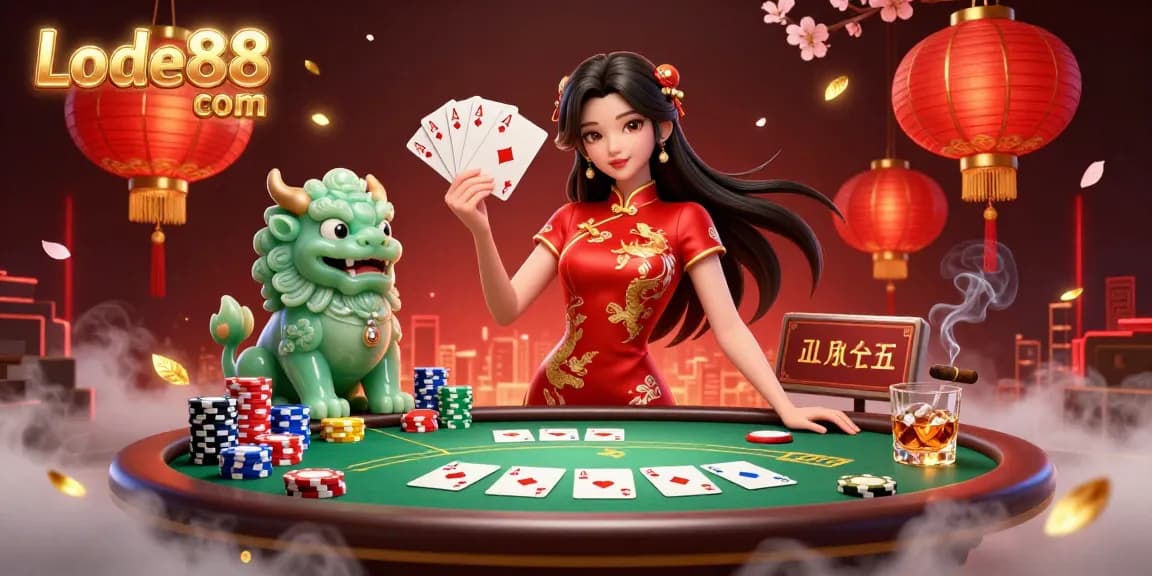 Experience the excitement of winning at Lode88 com with a vibrant casino scene filled with energy and rich details.