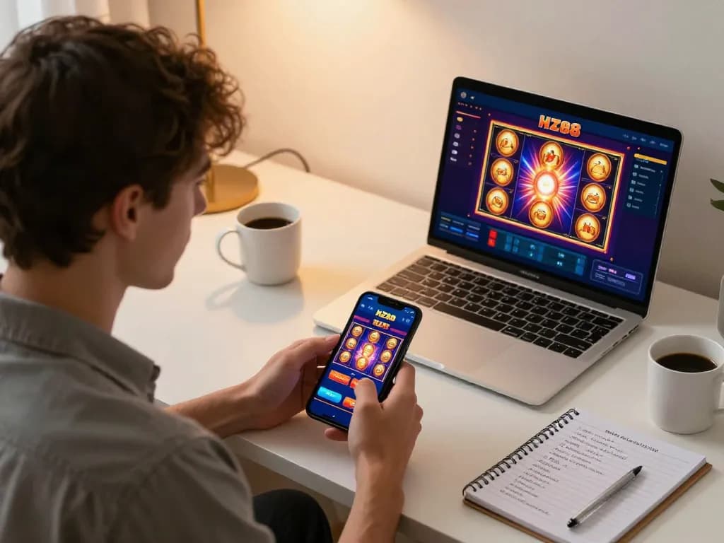 Engaging gameplay on the HZ88 mobile app with vibrant slot visuals during a cozy gaming session.