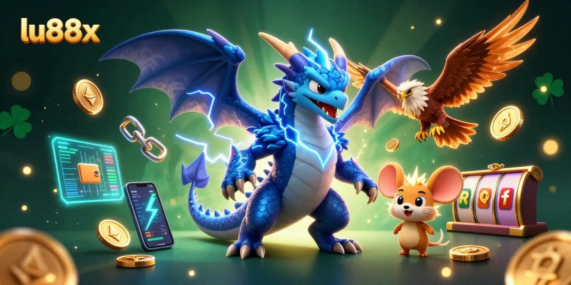 Experience thrilling gaming at lu88x with dynamic characters and neon crypto elements