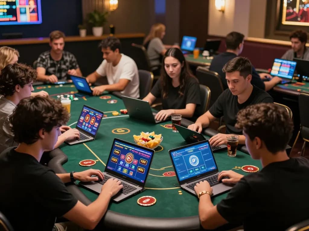 uu88 players enjoying engaging online casino games in a lively home setting, showcasing interactive gameplay.