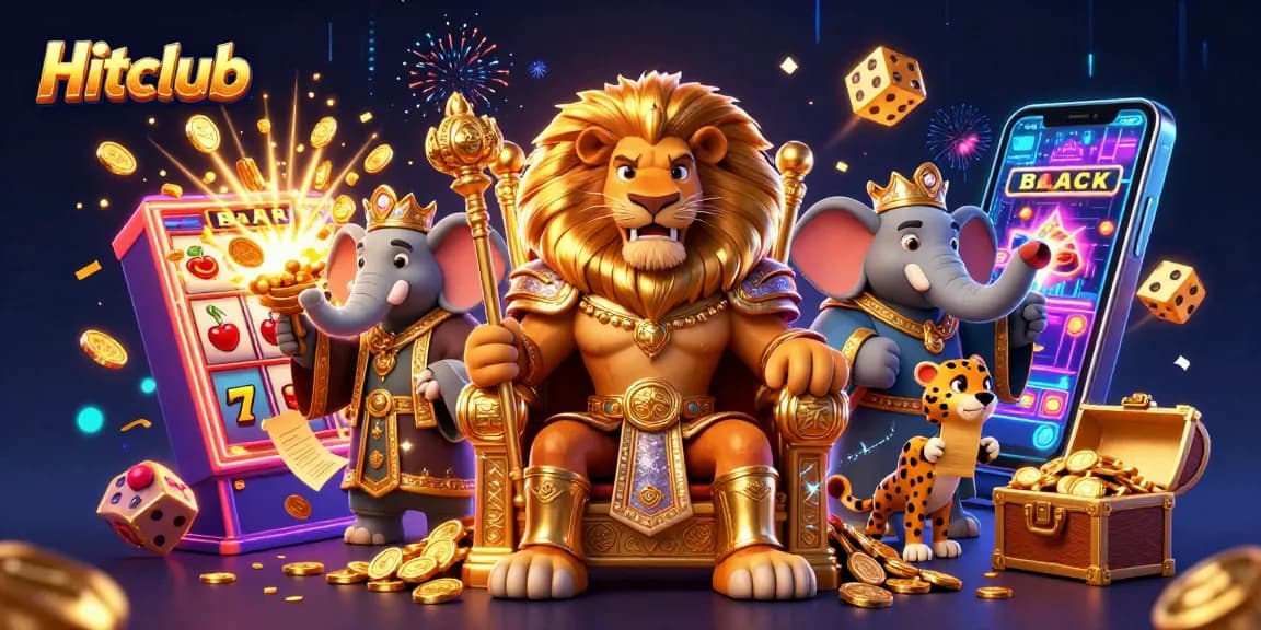 Hitclub showcases a vibrant 3D casino scene where players enjoy thrilling slot wins and bonuses.