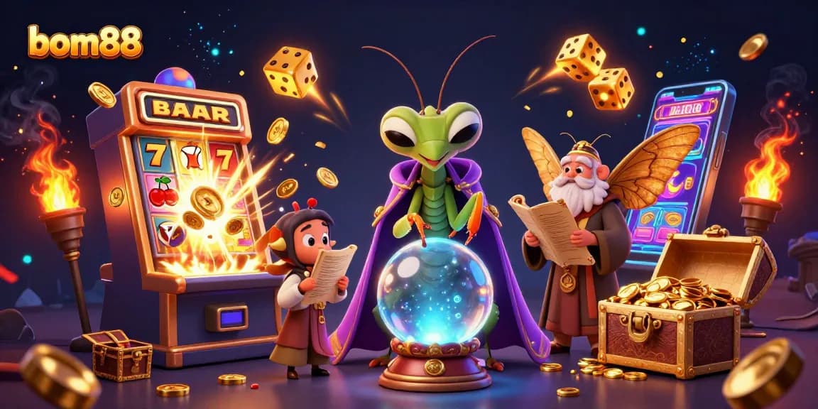 Experience thrilling gaming adventures at bom88 with vibrant casino scenes and enchanting characters.