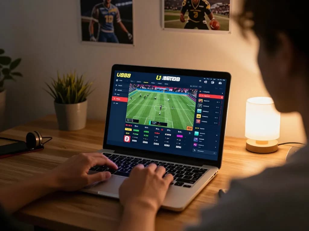Engaged in U888 online sports betting with vibrant interface.