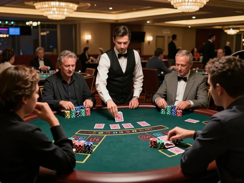 Engaging blackjack gameplay at debet casino with players strategizing their bets