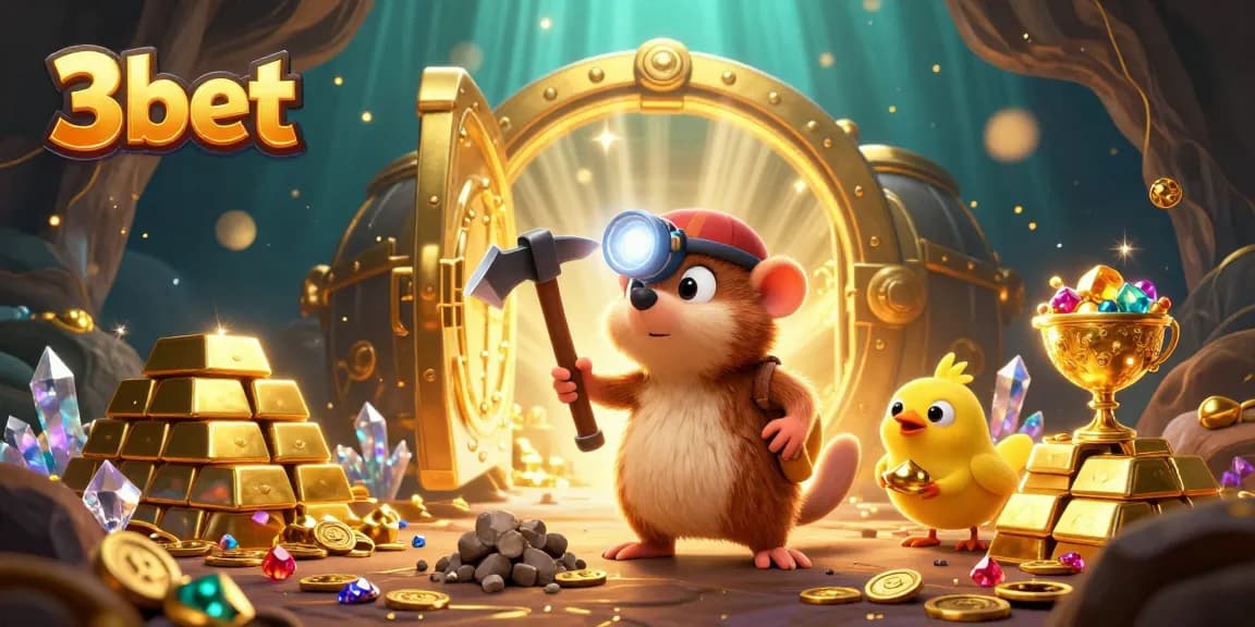 Engage with 3bet through an exciting 3D treasure hunter scene filled with gold and gems