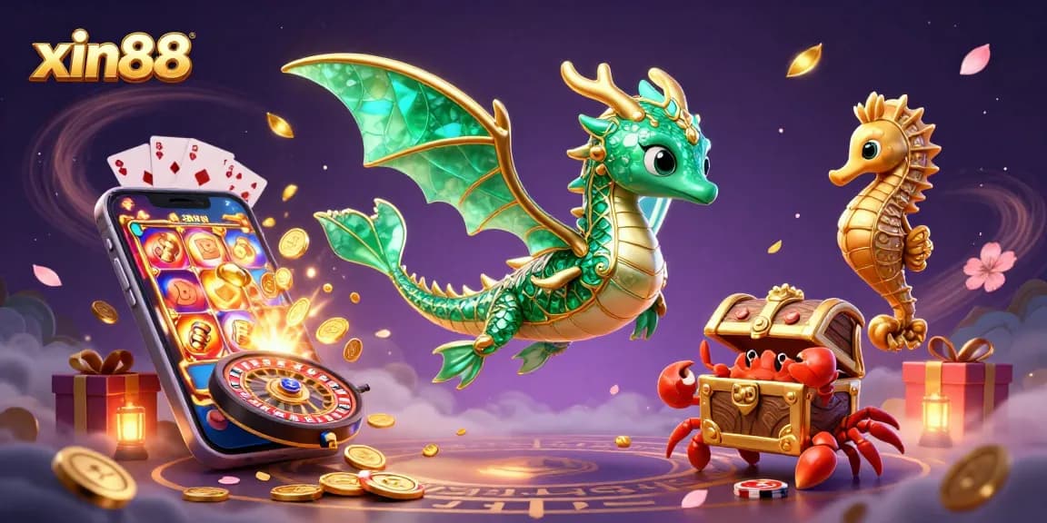 Experience the excitement of xin88 with a magical sea dragon scene full of casino symbols.